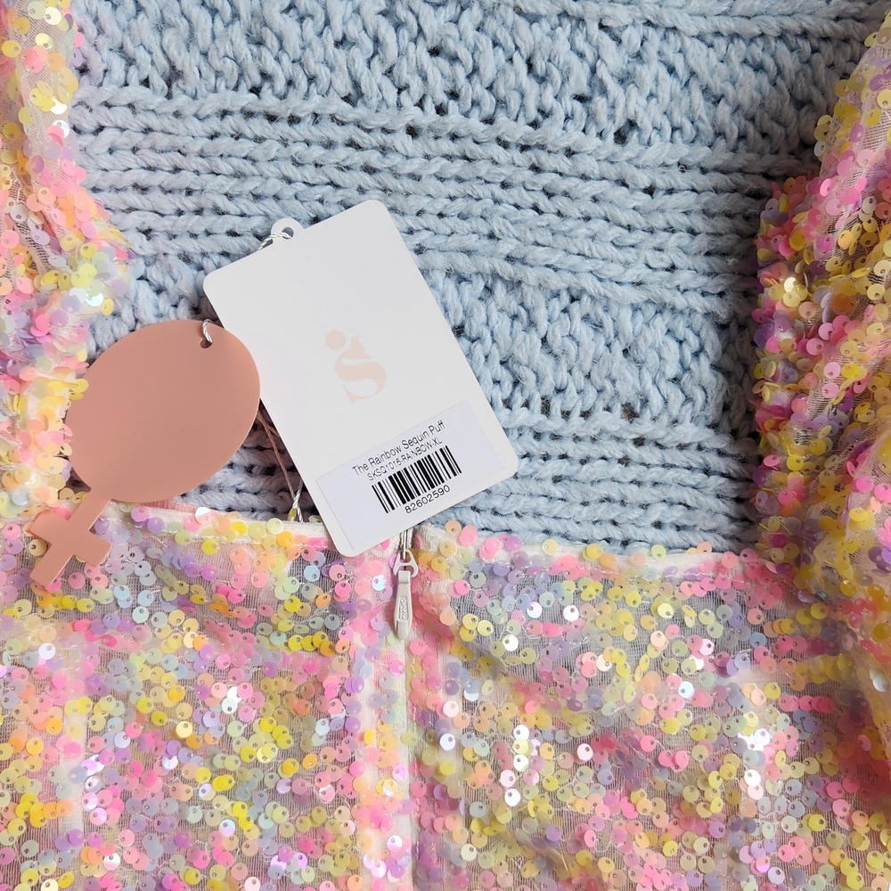 NWT Selkie The Rainbow Sequin Puff Dress - Picture 6 of 6